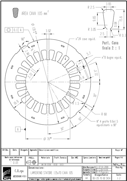 Statoren-Bleche CR 135x70 SXCA C.R. Spa