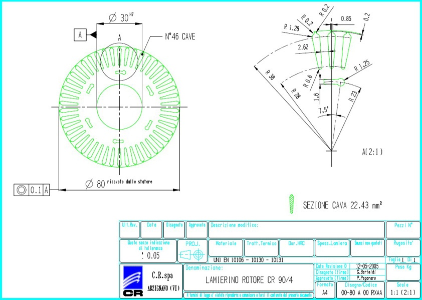 Lamierino Rotore CR 135x80 RXAA C.R. Spa