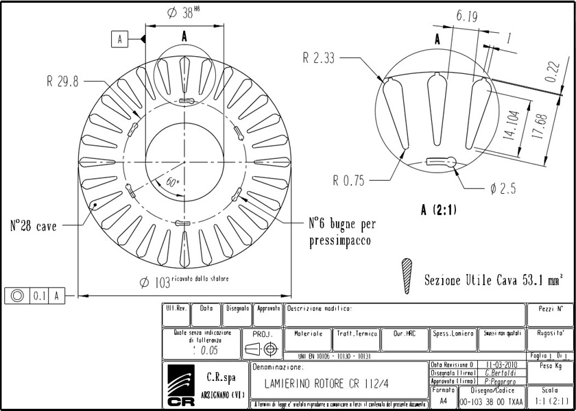 Lamierino rotore CR 173x103 TXAA C.R. Spa