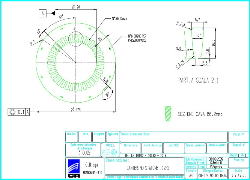 Lamierino Statore CR 173x90 OXAA C.R. Spa