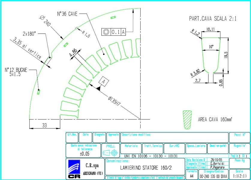 Lamierino Statore CR 240x135 OXAA C.R. Spa