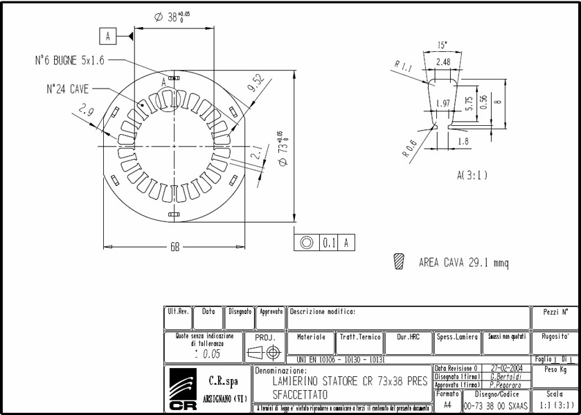 Statoren-Bleche CR 73x38 SXAAS C.R. Spa